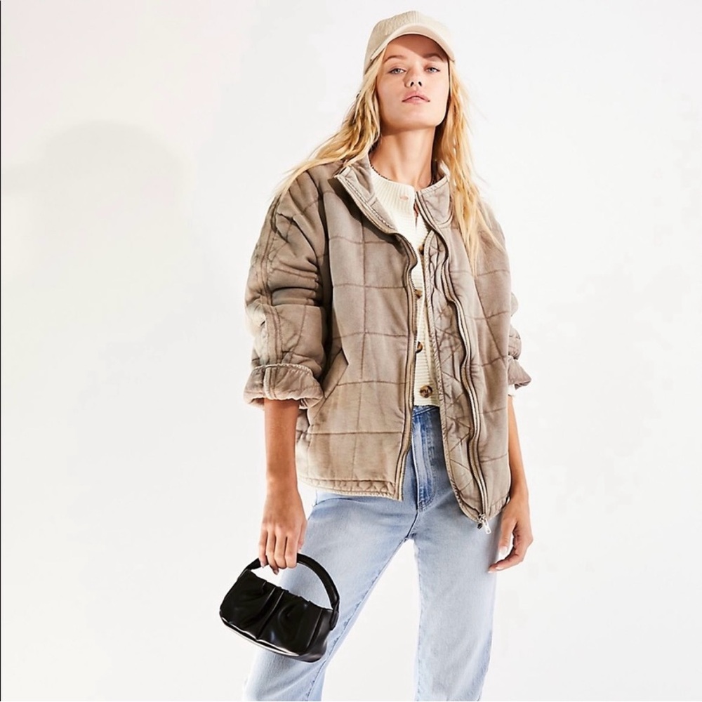 Free People Dolman Quilted Knit Jacket Cardamom